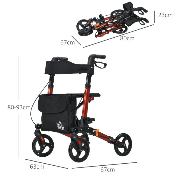 4 Wheel Rollator Walker with Seat Adjustable Mobility Walker with Bag - Image 5