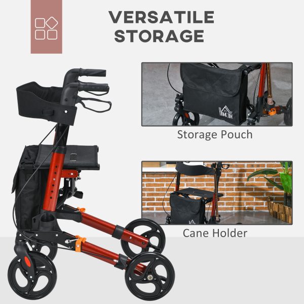 4 Wheel Rollator Walker with Seat Adjustable Mobility Walker with Bag - Image 4