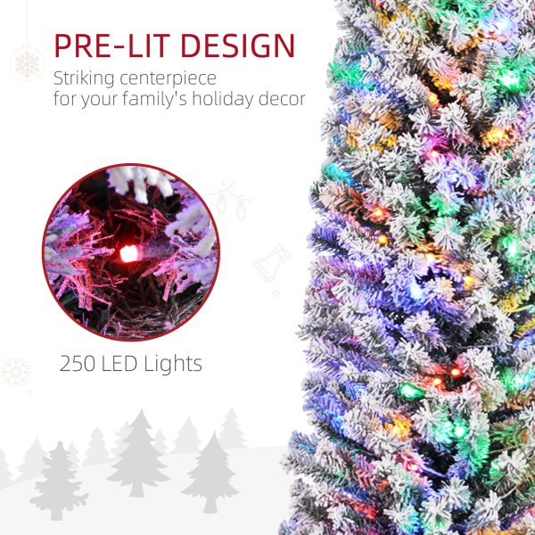 HOMCOM 7' Artificial Christmas Tree with Flocked Tips, LED Lights, Decoration - Image 3