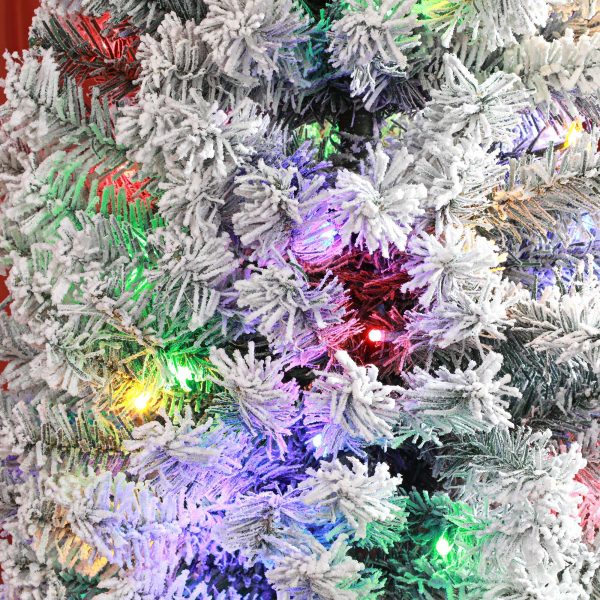 HOMCOM 7' Artificial Christmas Tree with Flocked Tips, LED Lights, Decoration - Image 6