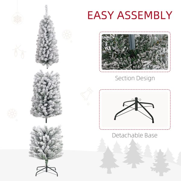 HOMCOM 7' Artificial Christmas Tree with Flocked Tips, LED Lights, Decoration - Image 7