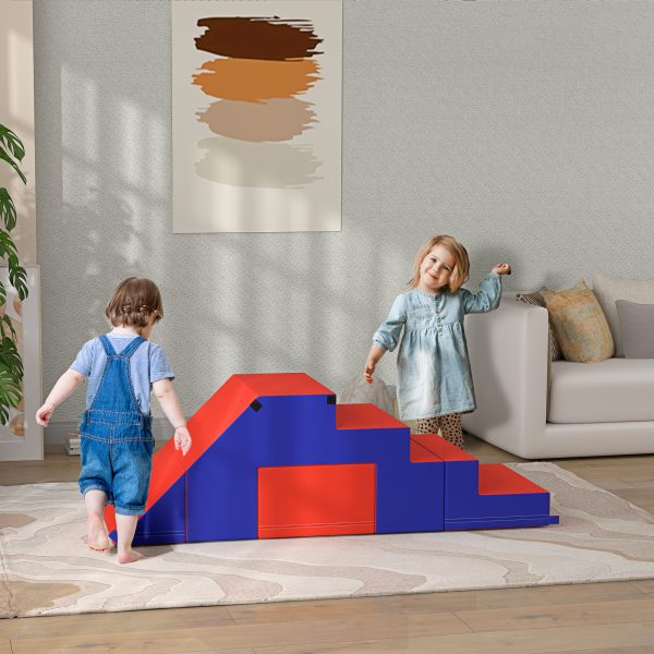 HOMCOM 2-piece Soft Play Set, Baby Foam Climber Block for Toddler, Dark Blue - Image 2