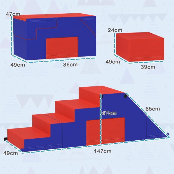 HOMCOM 2-piece Soft Play Set, Baby Foam Climber Block for Toddler, Dark Blue - Image 5