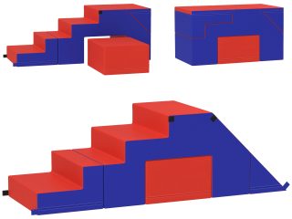 HOMCOM 2-piece Soft Play Set, Baby Foam Climber Block for Toddler, Dark Blue