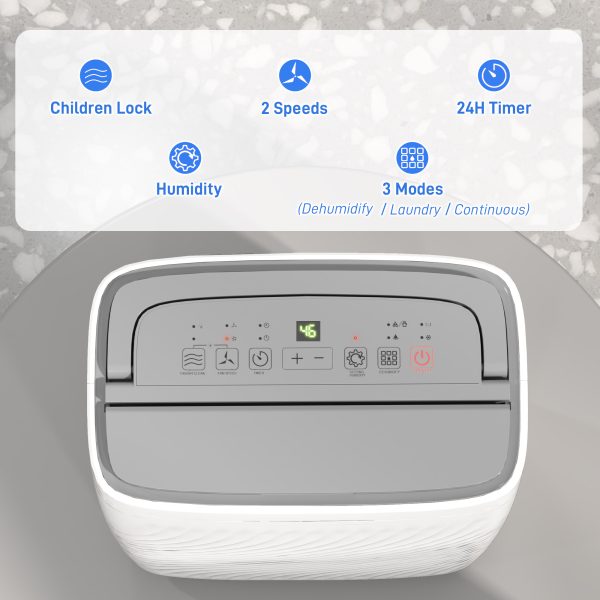 HOMCOM 16L Dehumidifier with Filter, 5.5L Water Tank, Auto Defrost, Timer - Image 7