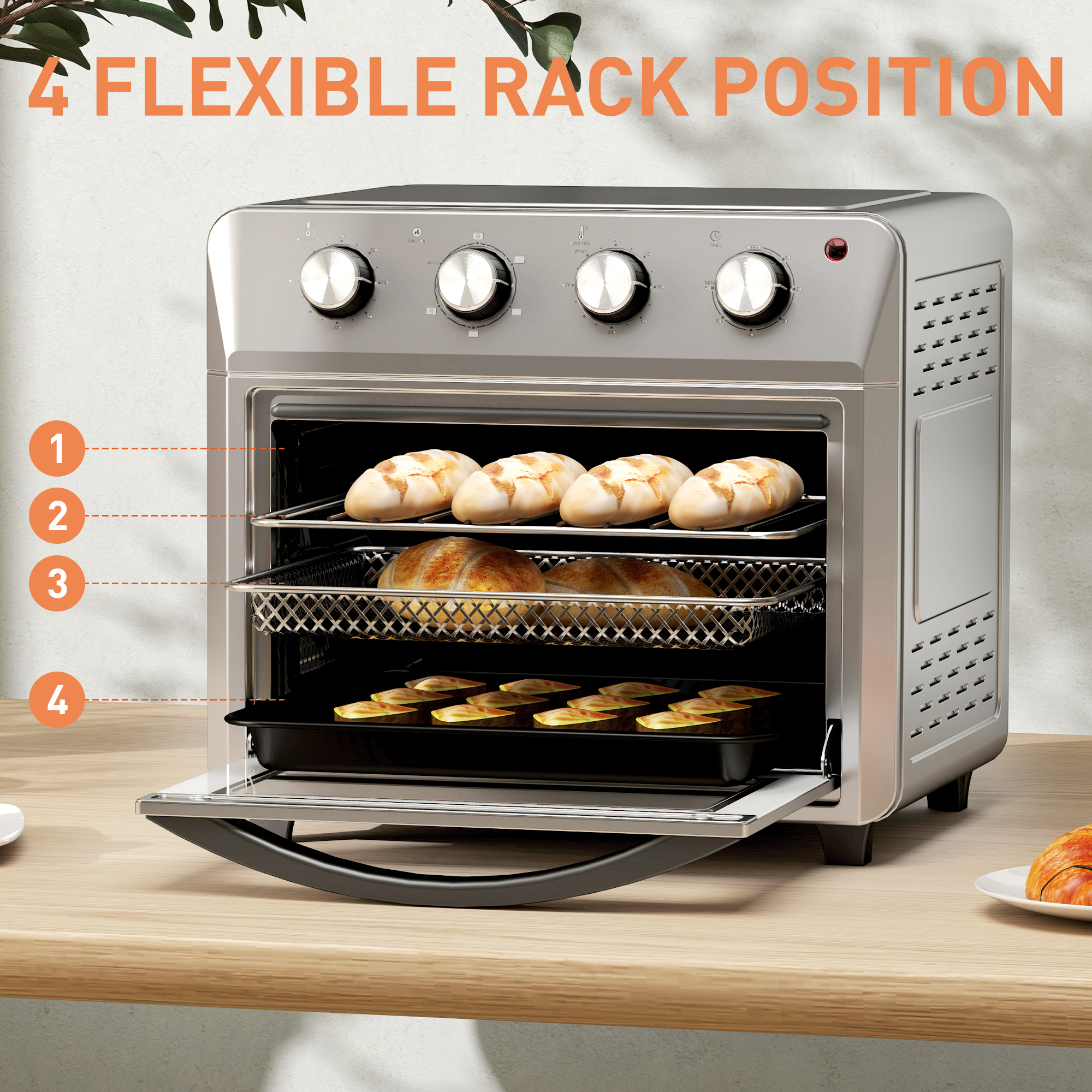 HOMCOM 24L Air Fryer Oven, Small Electric Oven, Grill, Roast, Bake, 1600W - Image 4