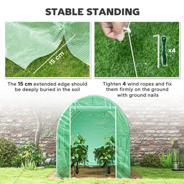 Outsunny Greenhouse Polytunnel Walk-in Grow Plant Steel 3 x 2 m Outdoor - Image 4