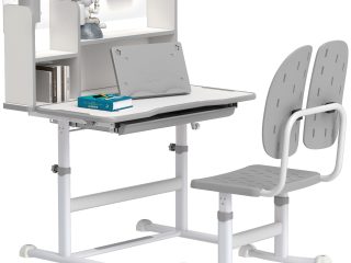 AIYAPLAY Kids Desk and Chair Set w/ Tiltable Desktop Reading Rack