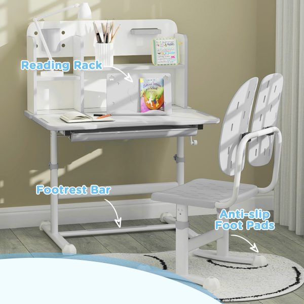 AIYAPLAY Kids Desk and Chair Set w/ Tiltable Desktop Reading Rack - Image 7