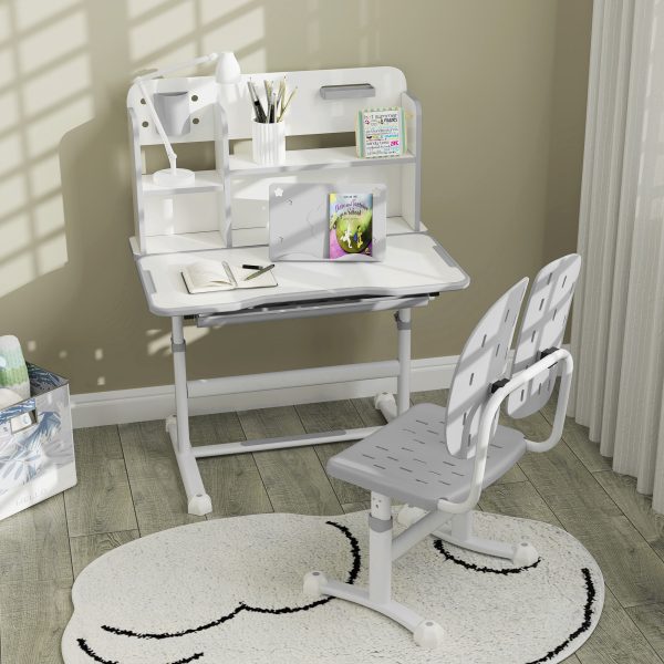 AIYAPLAY Kids Desk and Chair Set w/ Tiltable Desktop Reading Rack - Image 8