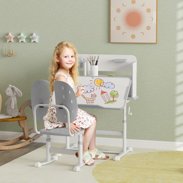 AIYAPLAY Kids Desk and Chair Set w/ Tiltable Desktop Reading Rack - Image 2
