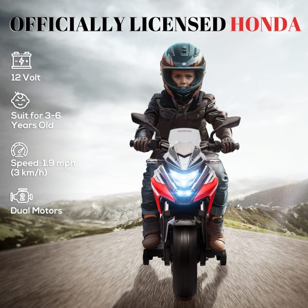 AIYAPLAY Honda Licensed 12V Kids Electric Motorbike w/ Music Headlights - Image 3