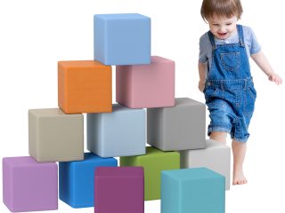 HOMCOM 12 PCs Soft Play Blocks Soft Foam Toy Blue