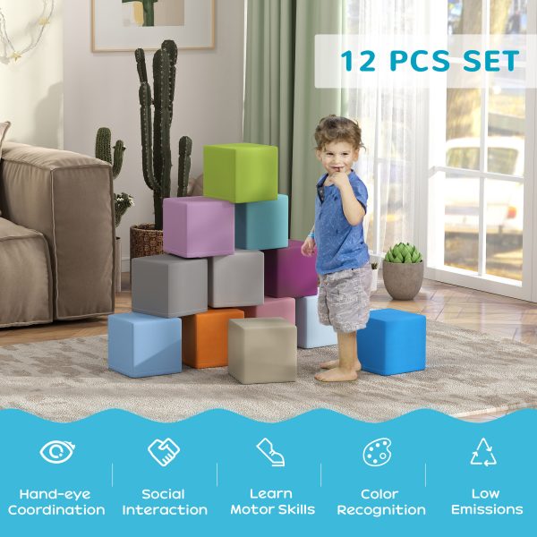 HOMCOM 12 PCs Soft Play Blocks Soft Foam Toy Blue - Image 7