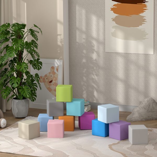 HOMCOM 12 PCs Soft Play Blocks Soft Foam Toy Blue - Image 8