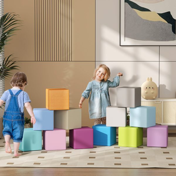 HOMCOM 12 PCs Soft Play Blocks Soft Foam Toy Blue - Image 2