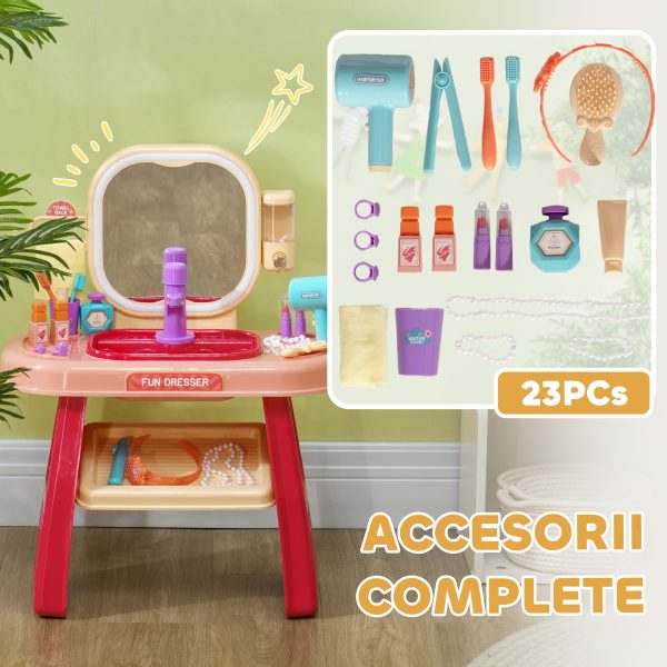 AIYAPLAY Kids Dressing Table with Mirror, LED Light, Music, 23 Accessories - Image 8