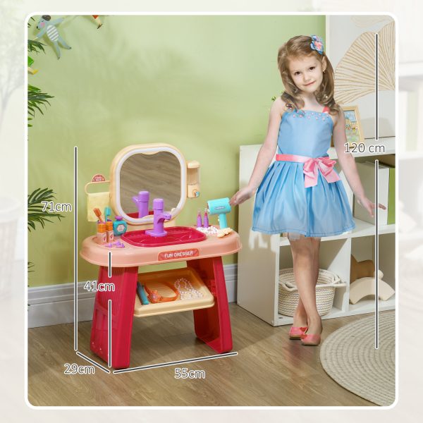 AIYAPLAY Kids Dressing Table with Mirror, LED Light, Music, 23 Accessories - Image 5