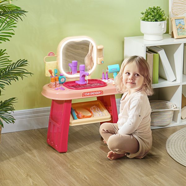 AIYAPLAY Kids Dressing Table with Mirror, LED Light, Music, 23 Accessories - Image 2