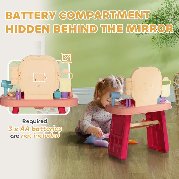 AIYAPLAY Kids Dressing Table with Mirror, LED Light, Music, 23 Accessories - Image 7