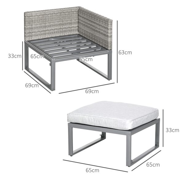 Outsunny 3-in-1 Chair Coffee Table Lounger Seater Sofa w/ Steel Frame Furniture - Image 3