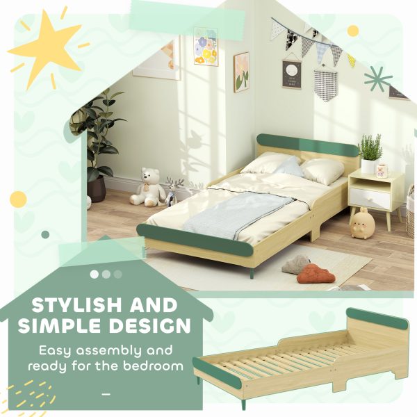AIYAPLAY Toddler Bed, Kids Bed w/ Safety Rail, 195 x 103 x 60.5cm, Green - Image 7