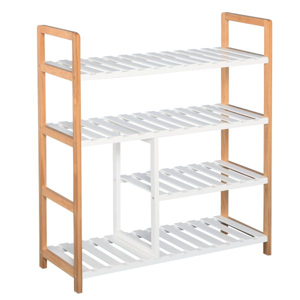 4-Tier Shoe Rack Simple Home Storage Wood Frame Boot Compartment Home