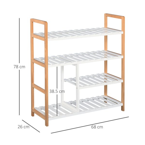 4-Tier Shoe Rack Simple Home Storage Wood Frame Boot Compartment Home - Image 3