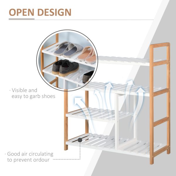 4-Tier Shoe Rack Simple Home Storage Wood Frame Boot Compartment Home - Image 5