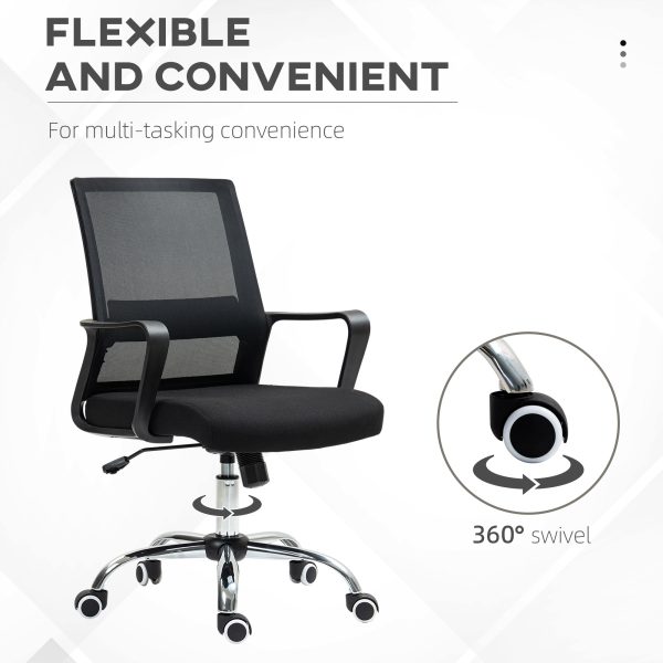 Vinsetto Mesh Office Chair Desk Chair w/ Swivel Seat Adjustable Height Black - Image 7