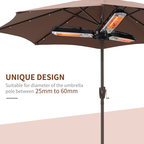 Outsunny Electric Parasol Heater Infrared Quartz 2000W Outdoor Umbrella mounted - Image 3