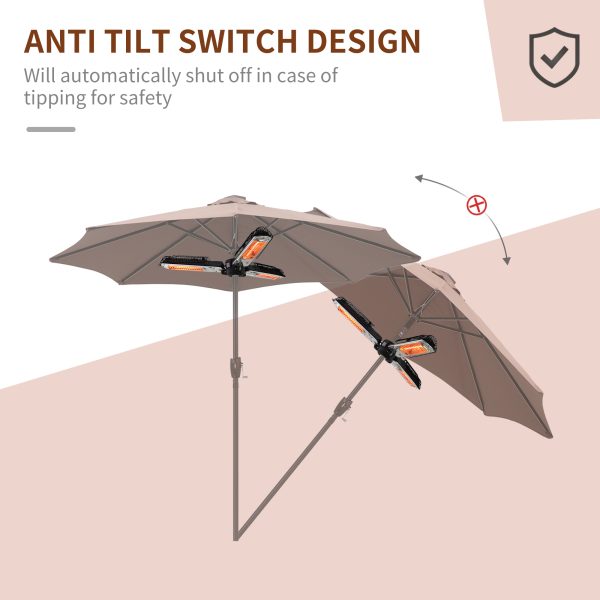 Outsunny Electric Parasol Heater Infrared Quartz 2000W Outdoor Umbrella mounted - Image 4