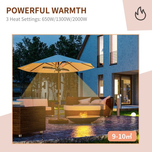 Outsunny Electric Parasol Heater Infrared Quartz 2000W Outdoor Umbrella mounted - Image 7