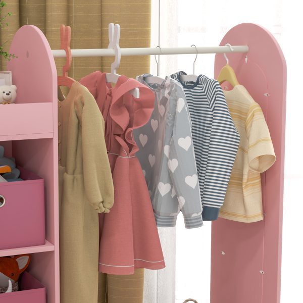 AIYAPLAY Kids Cloth Rail with Storage Shelf, Boxes, Mirror for Bedroom - Image 7