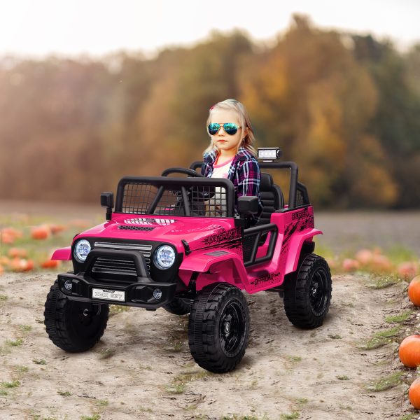 AIYAPLAY Kids Ride On Car, 12V Electric Truck w/ Suspension - Pink - Image 2