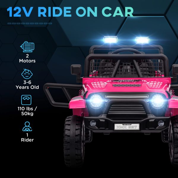 AIYAPLAY Kids Ride On Car, 12V Electric Truck w/ Suspension - Pink - Image 3