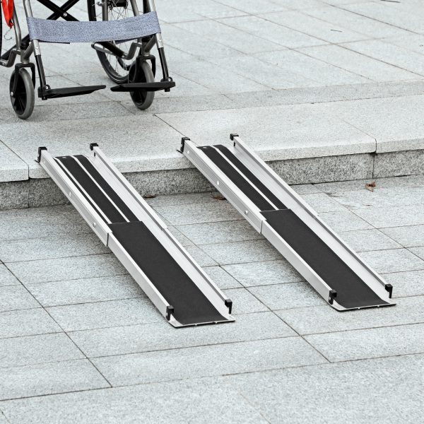 HOMCOM Aluminium Telescopic Wheelchair Ramps, 122cm, 270kg, Folding Ramp - Image 2