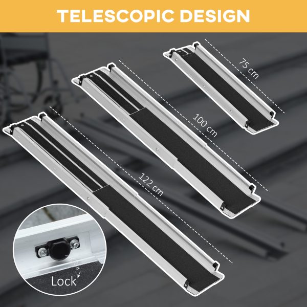 HOMCOM Aluminium Telescopic Wheelchair Ramps, 122cm, 270kg, Folding Ramp - Image 8
