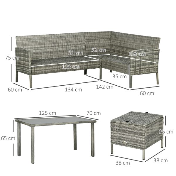 Outsunny 5Pcs Rattan Dining Corner Sofa Set, Garden Furniture Set, Dark Blue - Image 5
