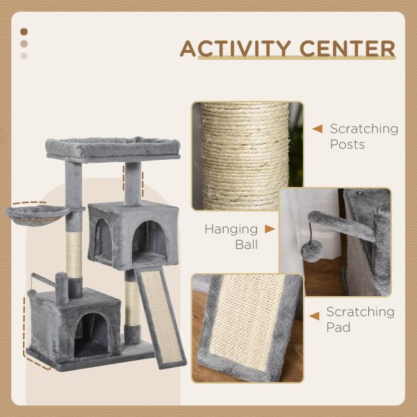 Cat Tree Tower w/ Sisal Scratching Posts Pad Hanging Ball Perch Condo Hammock - Image 4