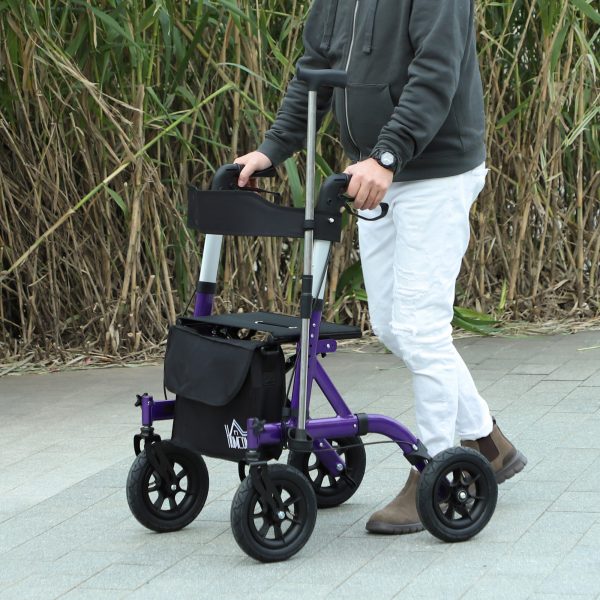 HOMCOM Rollator Walker with Seat, Backrest, Bag, All-terrain Wheels - Image 2