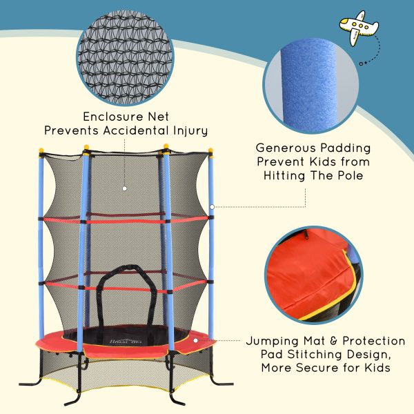 HOMCOM Trampoline for Kids w/Enclosure Net Built-in Zipper 3-10 Year - Image 4