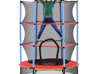 HOMCOM Trampoline for Kids w/Enclosure Net Built-in Zipper 3-10 Year