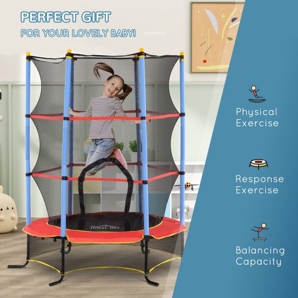 HOMCOM Trampoline for Kids w/Enclosure Net Built-in Zipper 3-10 Year - Image 7