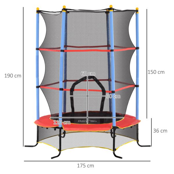 HOMCOM Trampoline for Kids w/Enclosure Net Built-in Zipper 3-10 Year - Image 5