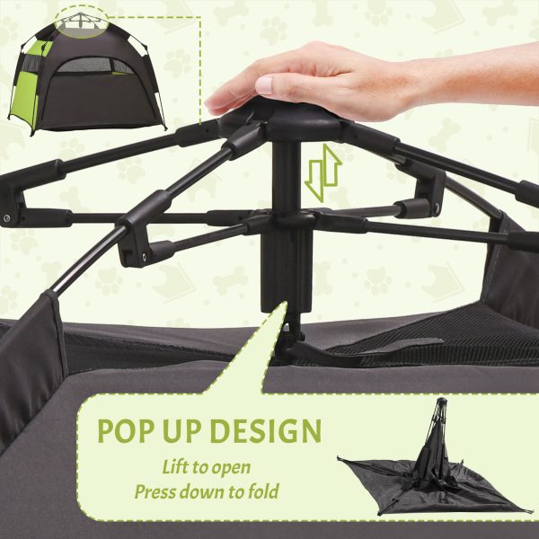PawHut Foldable Dog Cat Tent with Waterproof Oxford Cloth, Carry Bag, Green - Image 4