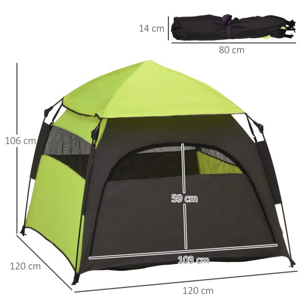 PawHut Foldable Dog Cat Tent with Waterproof Oxford Cloth, Carry Bag, Green - Image 5