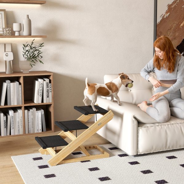 PawHut Dog Steps Dog Ramp, 3-Step Adjustable Height Pet Stairs for Medium Dogs - Image 2