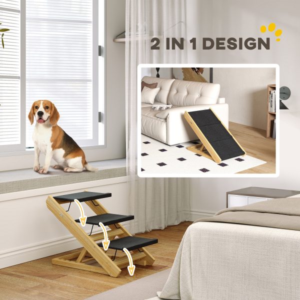 PawHut Dog Steps Dog Ramp, 3-Step Adjustable Height Pet Stairs for Medium Dogs - Image 4
