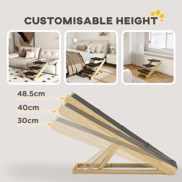 PawHut Dog Steps Dog Ramp, 3-Step Adjustable Height Pet Stairs for Medium Dogs - Image 6